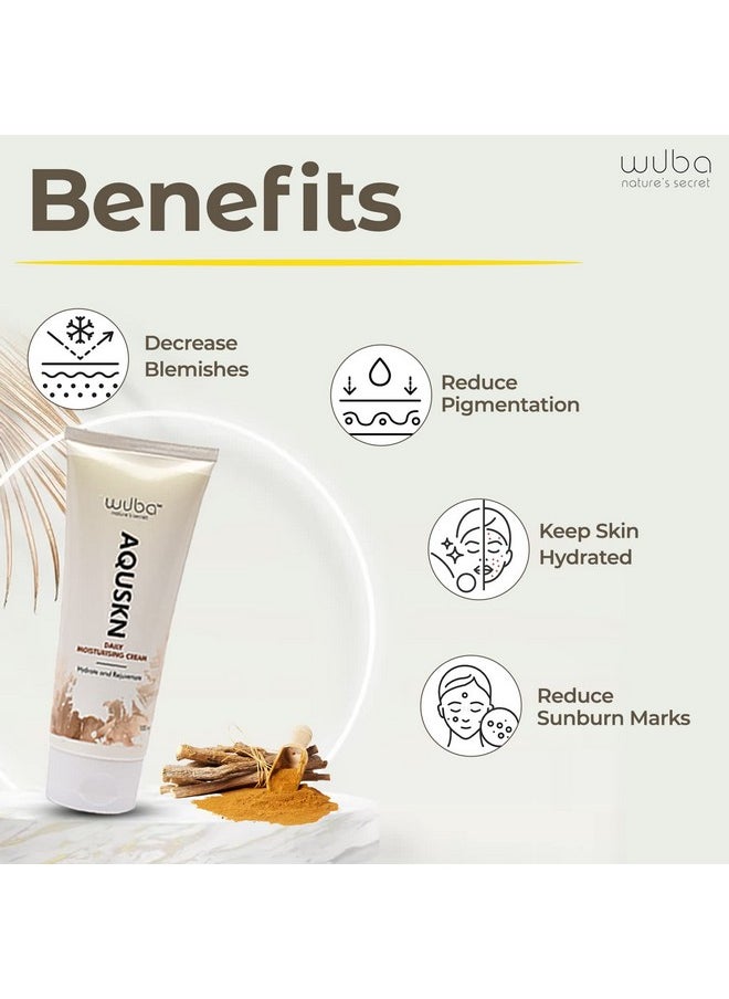 Wuba Nature's Secret - Aquskn Daily Moisturising Cream For Women & Men, Helps With Stretchmarks & Scars, Rejuvenate Face Cream, Benefits Of Shea Butter & Ashwagandha - 100Ml - Image 1