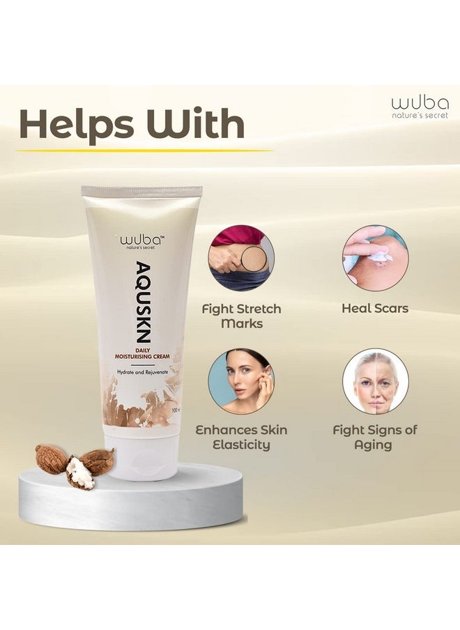 Wuba Nature's Secret - Aquskn Daily Moisturising Cream For Women & Men, Helps With Stretchmarks & Scars, Rejuvenate Face Cream, Benefits Of Shea Butter & Ashwagandha - 100Ml - Image 1