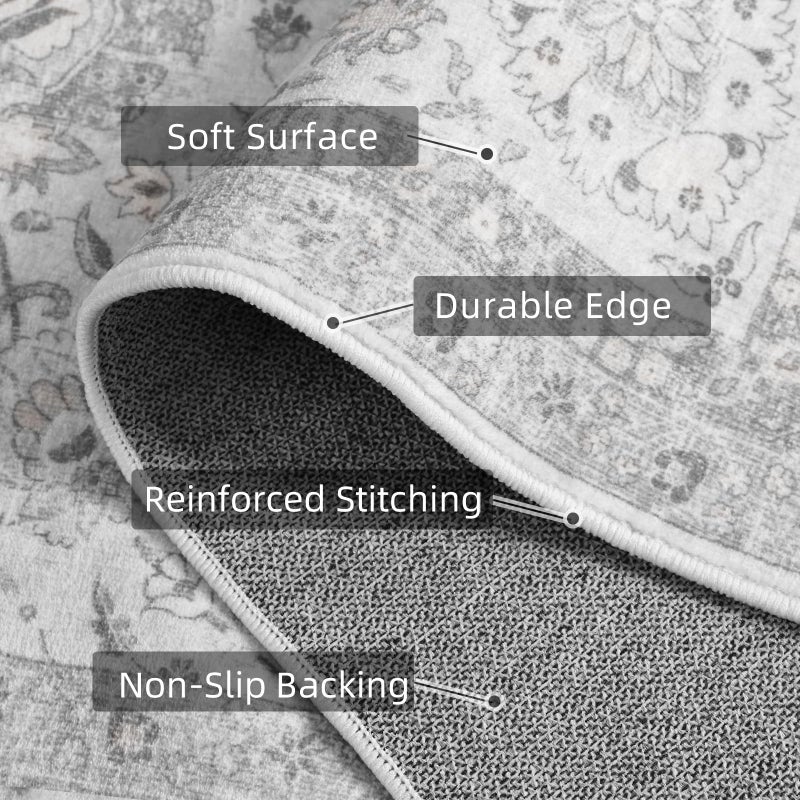 Deerly Light Grey Vintage 6x9 Nursery Rugs for Living Room, Rug Boho Washable Area Rug with Non-Slip Backing, Indoor Carpet for Bedroom Dining Room - Image 3