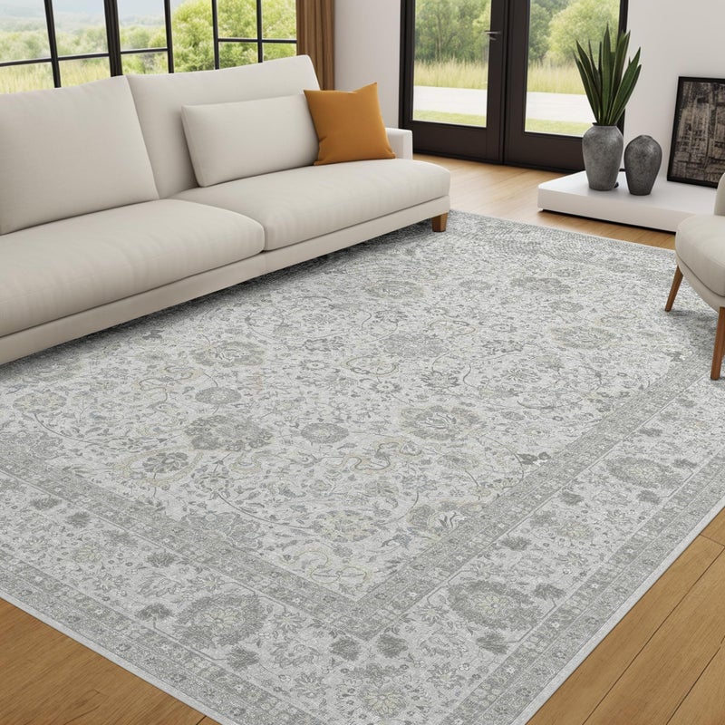 Deerly Light Grey Vintage 6x9 Nursery Rugs for Living Room, Rug Boho Washable Area Rug with Non-Slip Backing, Indoor Carpet for Bedroom Dining Room - Image 2