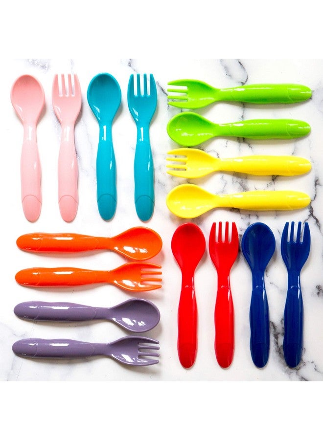 Youngever 36 Pcs Plastic Toddler Utensils, Set of 18 in 9 Assorted Colors, Plastic Kids Forks Kids Spoons, Dishwasher Safe, Toddler Silverware, Kids Plastic Cutlery Set, 9 Assorted Colors - Image 5