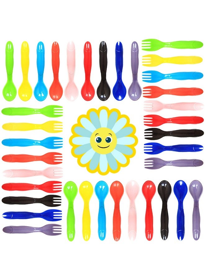 Youngever 36 Pcs Plastic Toddler Utensils, Set of 18 in 9 Assorted Colors, Plastic Kids Forks Kids Spoons, Dishwasher Safe, Toddler Silverware, Kids Plastic Cutlery Set, 9 Assorted Colors - Image 1