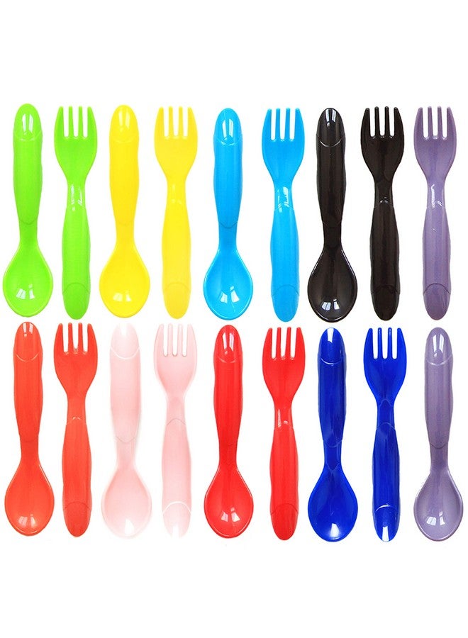 Youngever 36 Pcs Plastic Toddler Utensils, Set of 18 in 9 Assorted Colors, Plastic Kids Forks Kids Spoons, Dishwasher Safe, Toddler Silverware, Kids Plastic Cutlery Set, 9 Assorted Colors - Image 2