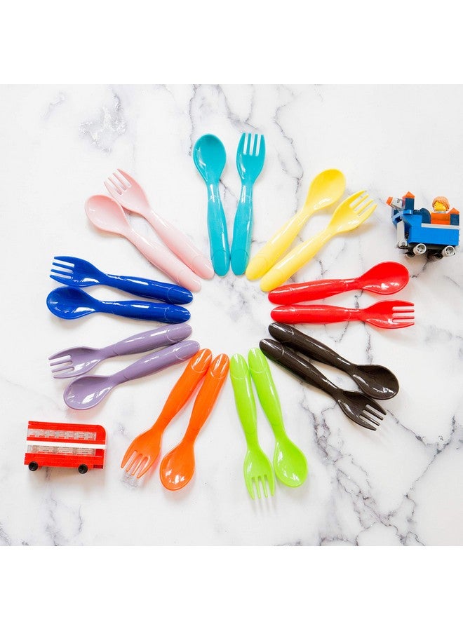 Youngever 36 Pcs Plastic Toddler Utensils, Set of 18 in 9 Assorted Colors, Plastic Kids Forks Kids Spoons, Dishwasher Safe, Toddler Silverware, Kids Plastic Cutlery Set, 9 Assorted Colors - Image 4