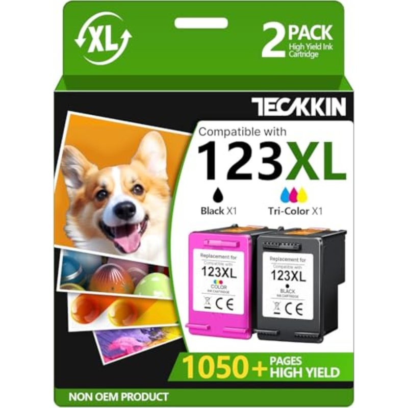 123XL Ink Cartridges High Yield Replacement for HP 123 Ink Cartridge Set for HP 123XL Ink Cartridge Compatible for HP Deskjet 2130 2630 2632 2620 2132 1110 1111 1112 Officejet 5255 2 Pack, 123XL - Image 1