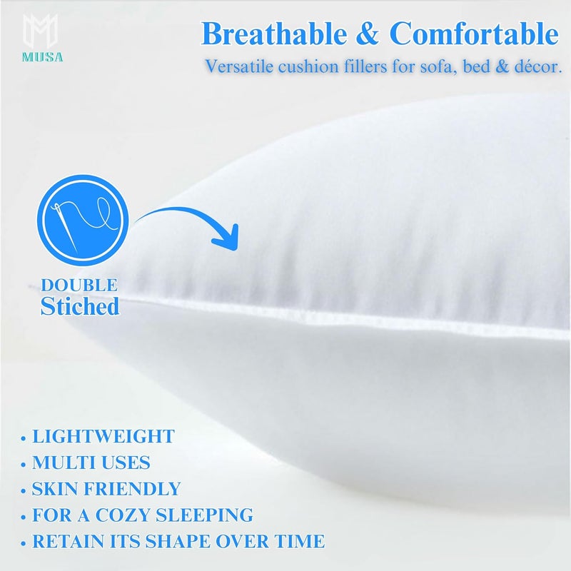 MUSA MUSA® Cushion Insert with Down Alternative Fill - Cushion Filler Pack of 4, Throw Pillows for Sofa Seat Cushions, Bed Cushions & Home Decor | Washable Cotton Cover Cushion Inner (4, 20" X 20") - Image 4