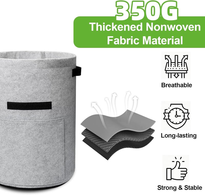 Homyhoo Potato Grow Bags with Flap 10 Gallon, 4 Pack Planter Pot with Handles and Harvest Window for Potato Tomato and Vegetables, Black and Gray - Image 3