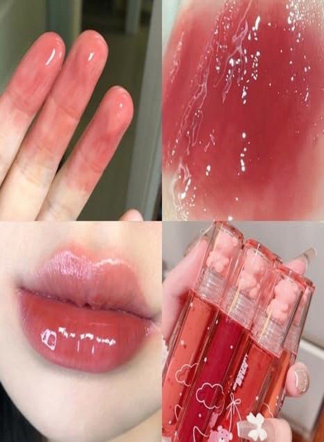 Grospe 6 Colors Bear Lip Gloss Set, Lip Glaze Jelly Lipstick Liquid Lipstick Cute Bear Lipgloss Plumping Lip Tint Moisturizing Waterproof Long Lasting Cheek Cosmetic Beauty Makeup - Image 3