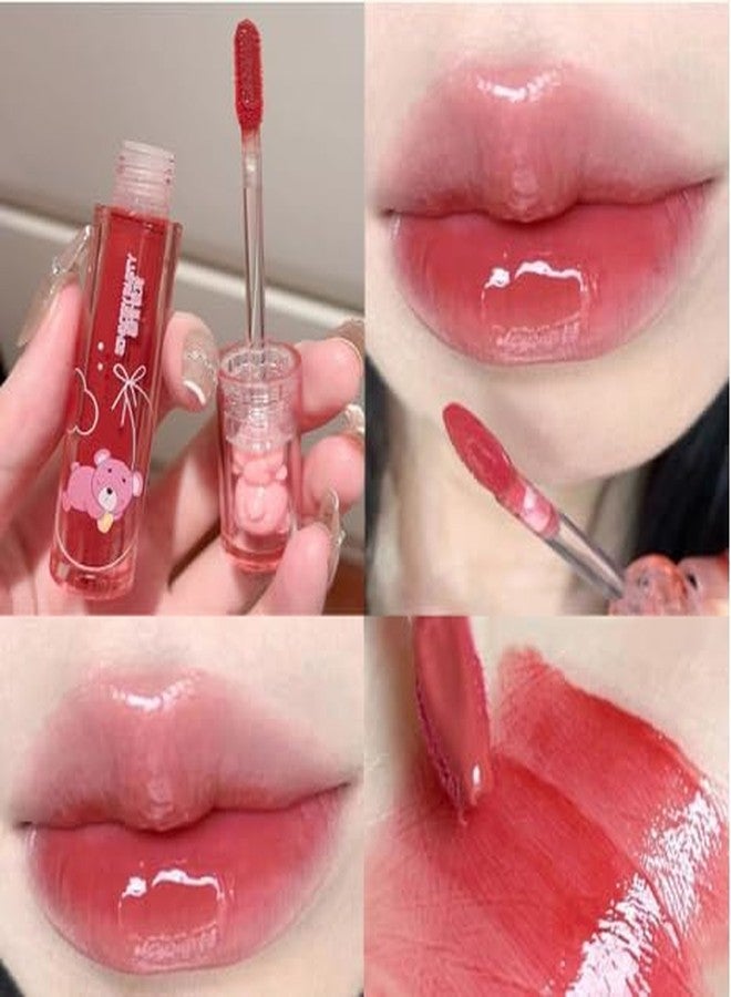 Grospe 6 Colors Bear Lip Gloss Set, Lip Glaze Jelly Lipstick Liquid Lipstick Cute Bear Lipgloss Plumping Lip Tint Moisturizing Waterproof Long Lasting Cheek Cosmetic Beauty Makeup - Image 4