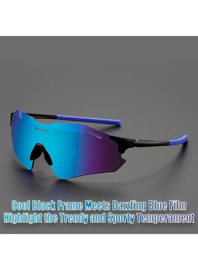 نظارات مضادة للوهب بإطار أسود وطبقة زرقاء، بإطار وعدسات من البولي كربونات المتين، أنيقة للأنشطة اليومية - Image 1
