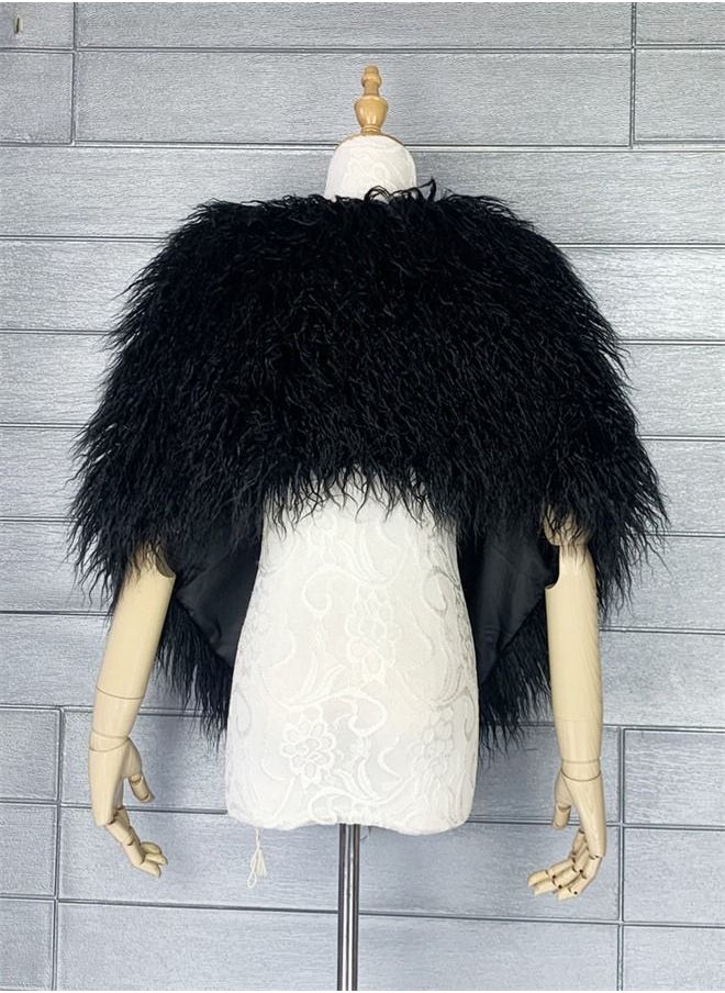 Loquat - Fashion Simple Fur Shawl Black - Image 1