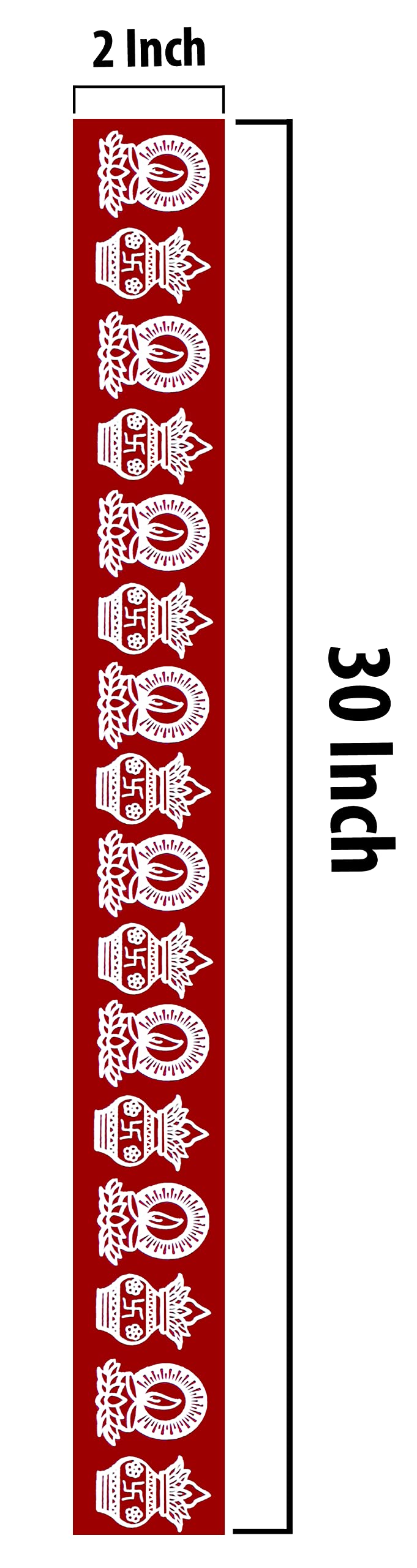 ABS HERBALS : Rangoli/Kolam Sticker � Traditional Handmade Kolam Art/Design Sticker for : Pooja Room, Home Entrance,Tile, Floor, (Meroon- MP2P, Size:2x30 Inch Pack of 2) - Image 3