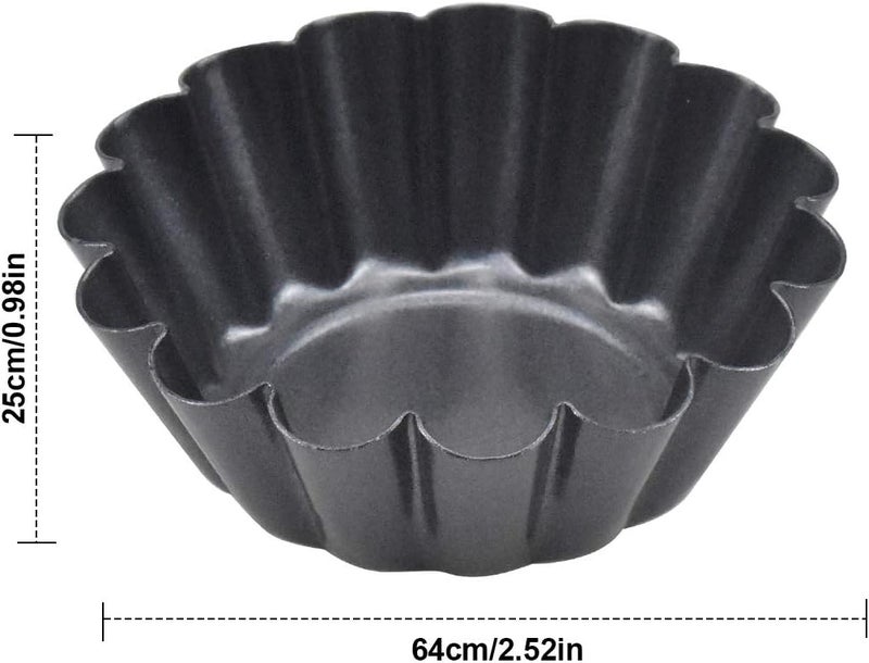 Fodlon 10pcs Egg Tart Tin, 6.5cm x 2.3cm Cupcake Cup Mould, Resuable Tart Mold Mini, Non Stick Muffin Cases Carbon Steel Pudding Tartlet Mold for Kitchen Cake Baking Tool - Image 2