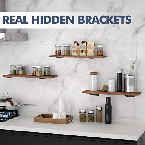Starunder 12 Pack Floating Shelf Brackets, 10 Inch Heavy Duty Industrial Shelf Bracket, Black Metal L Brackets for Shelves Support DIY(1/5 Inch Thicked) - Image 2