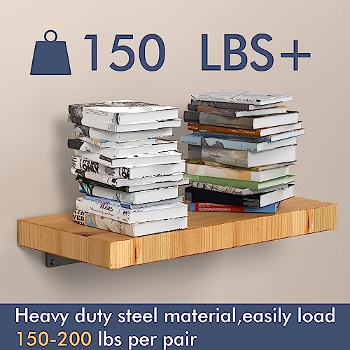 Starunder 12 Pack Floating Shelf Brackets, 10 Inch Heavy Duty Industrial Shelf Bracket, Black Metal L Brackets for Shelves Support DIY(1/5 Inch Thicked) - Image 5