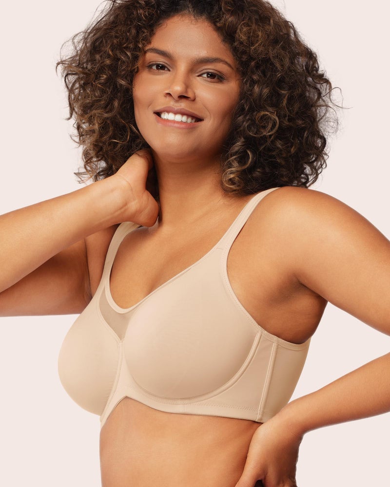 HSIA Minimizer Bras for Women Plus Size, Full Coverage Coolcomfort T Shirt Unlined Bra with Underwire for Heavy Breast, Light Beige 38DDD - Image 2