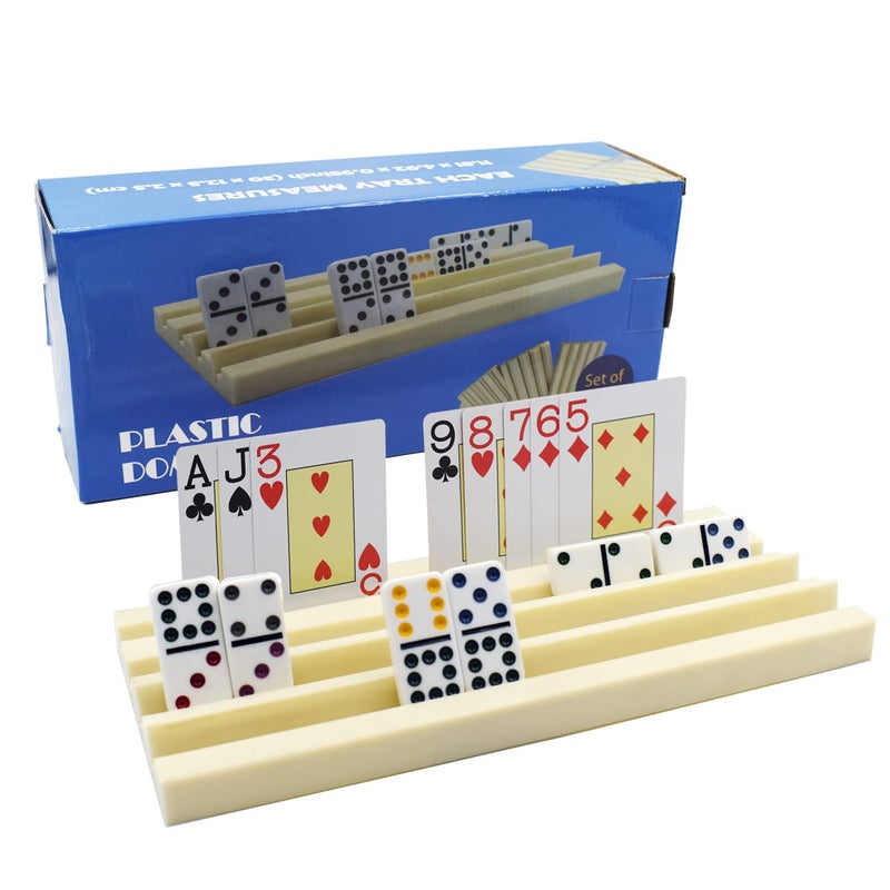 Yuanhe Plastic Domino Card Holders  Dominoes Tile Stand Organizer and Playing Card Game RacksTrays Set of 4 - Image 2