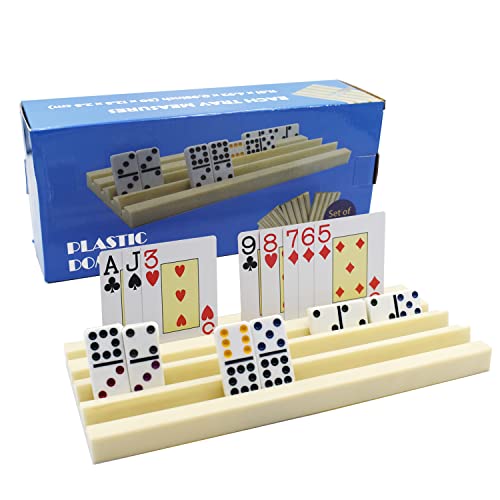 Yuanhe Plastic Domino Card Holders  Dominoes Tile Stand Organizer and Playing Card Game RacksTrays Set of 4 - Image 1