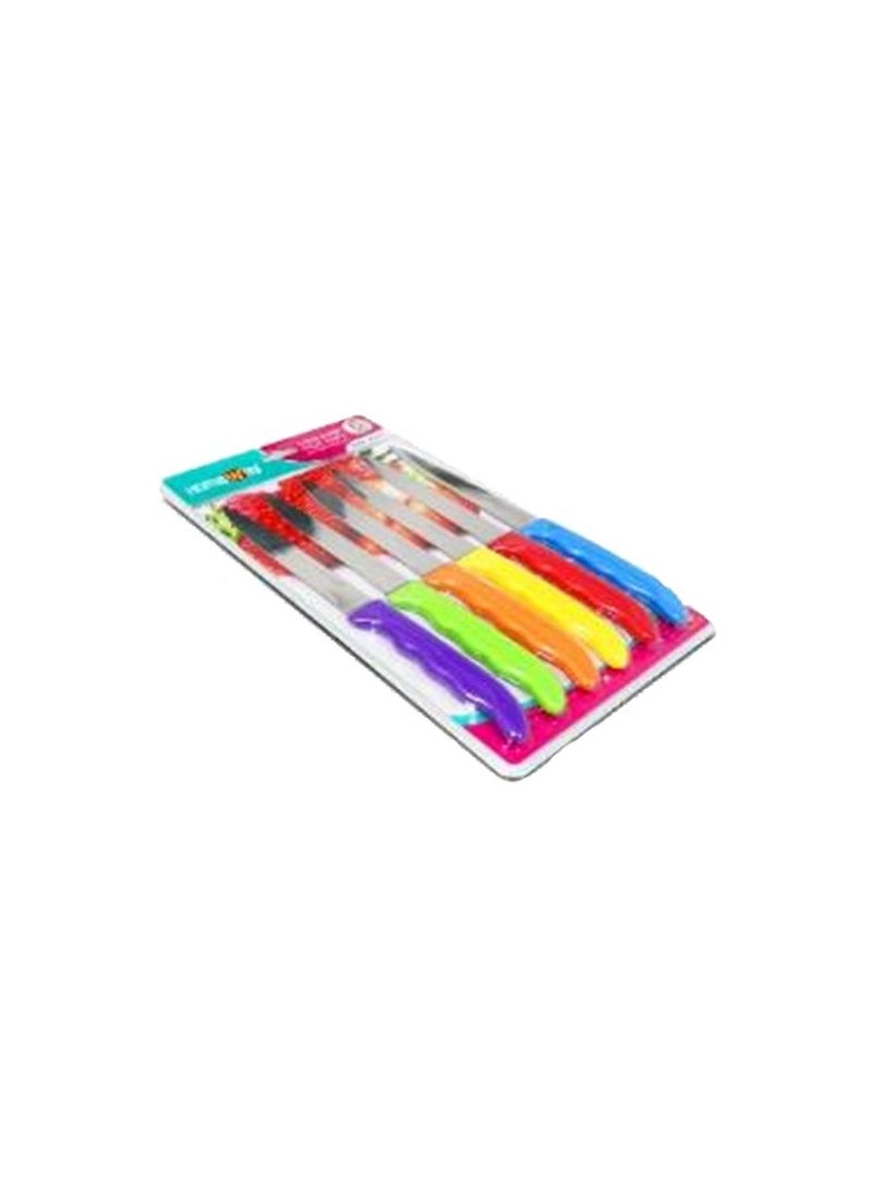 HW2047 6 PCS Kitchen Knife Set, Stainless Steel Blades with Multi-Color Handles for Food Preparation