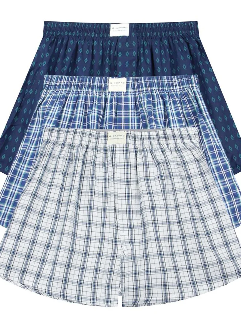 GIORDANO Men's Cotton Poplin Regular Fit Boxers 3pcs Pack