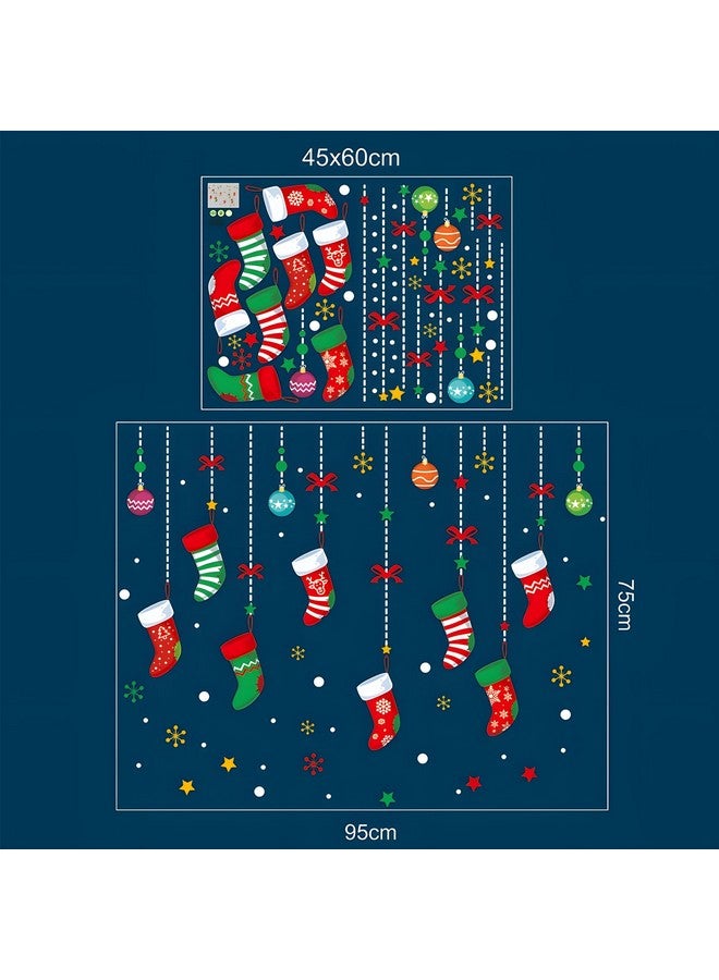 ONDY Merry Christmas Garter Window Glass Decoration Stickers 2025 New Holiday Removable Dress Up DIY Static Window Clings Decals for Living Room Bedroom Shop - Image 3