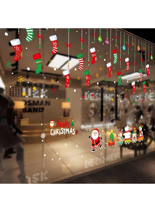 ONDY Merry Christmas Garter Window Glass Decoration Stickers 2025 New Holiday Removable Dress Up DIY Static Window Clings Decals for Living Room Bedroom Shop - Image 2
