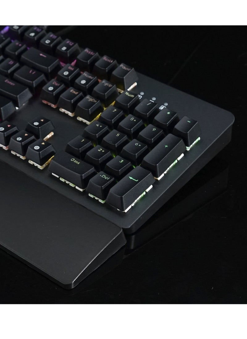 Generic ASESTEK AK104 RGB Gaming Keyboard With Wrist rest – Hot Swap Blue Switch Mechanical – RGB Luminous – Durable & Detachable wrist rest – USB Wired – 104 English Layout Key | Black  - Image 3