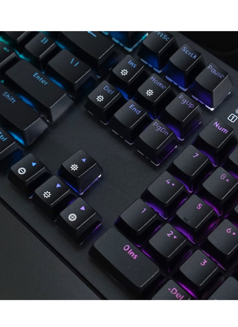 ASESTEK AK104 RGB Gaming Keyboard With Wrist rest – Hot Swap Blue Switch Mechanical – RGB Luminous – Durable & Detachable wrist rest – USB Wired – 104 English Layout Key | Black
