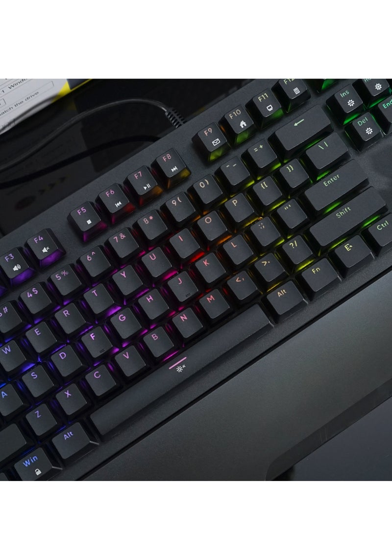 Generic ASESTEK AK104 RGB Gaming Keyboard With Wrist rest – Hot Swap Blue Switch Mechanical – RGB Luminous – Durable & Detachable wrist rest – USB Wired – 104 English Layout Key | Black  - Image 4