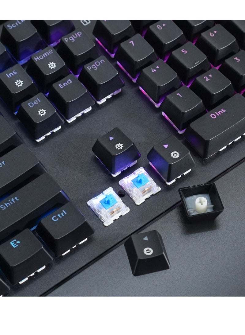 AK104 RGB Gaming Keyboard With Wrist rest – Hot Swap Blue Switch Mechanical – RGB Luminous – Durable & Detachable wrist rest – USB Wired – 104 English Layout Key | Black - Image 4