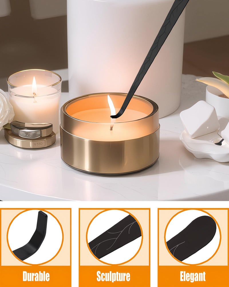 YOUTUOY 4 in1 Candle Accessory Set with Storage Tray Plate, Candle Wick Trimmer, Candle Wick Snuffer, Candle Wick Dipper, Great for Scented Candles Lovers (Matte Black) - Image 5