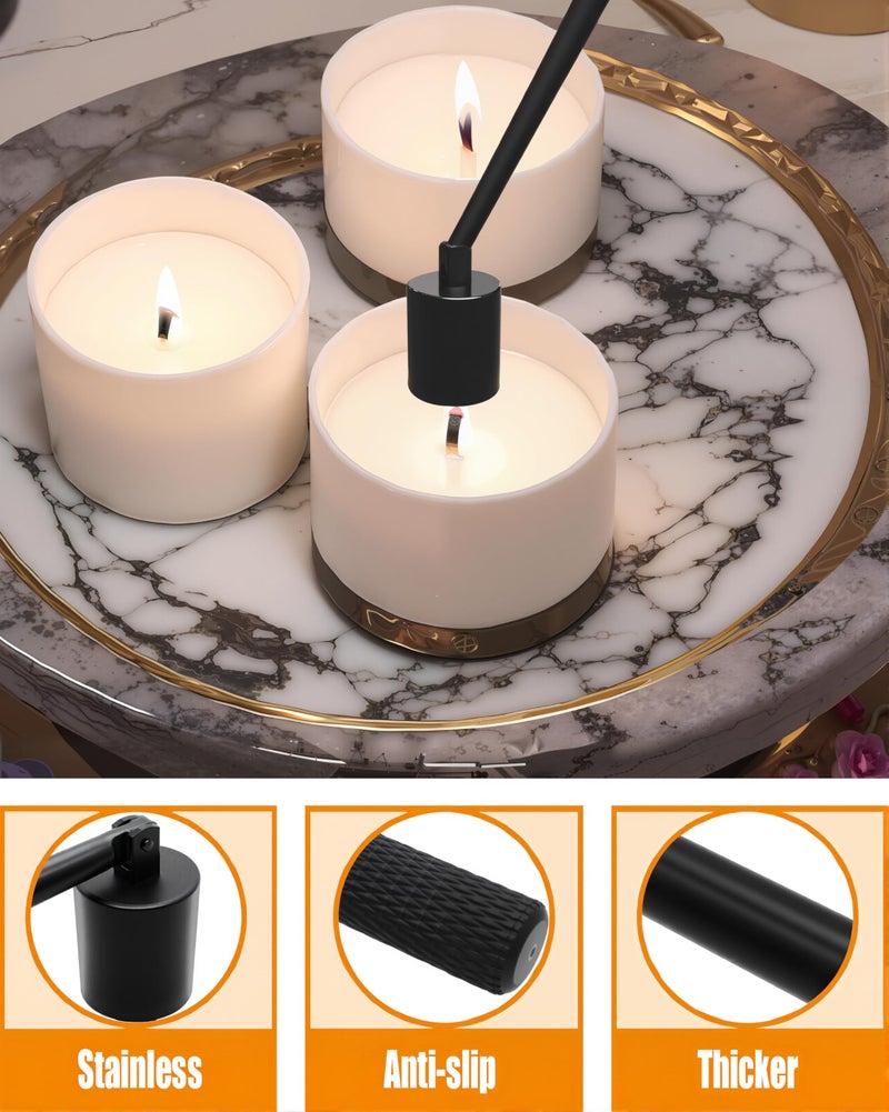 YOUTUOY 4 in1 Candle Accessory Set with Storage Tray Plate, Candle Wick Trimmer, Candle Wick Snuffer, Candle Wick Dipper, Great for Scented Candles Lovers (Matte Black) - Image 4