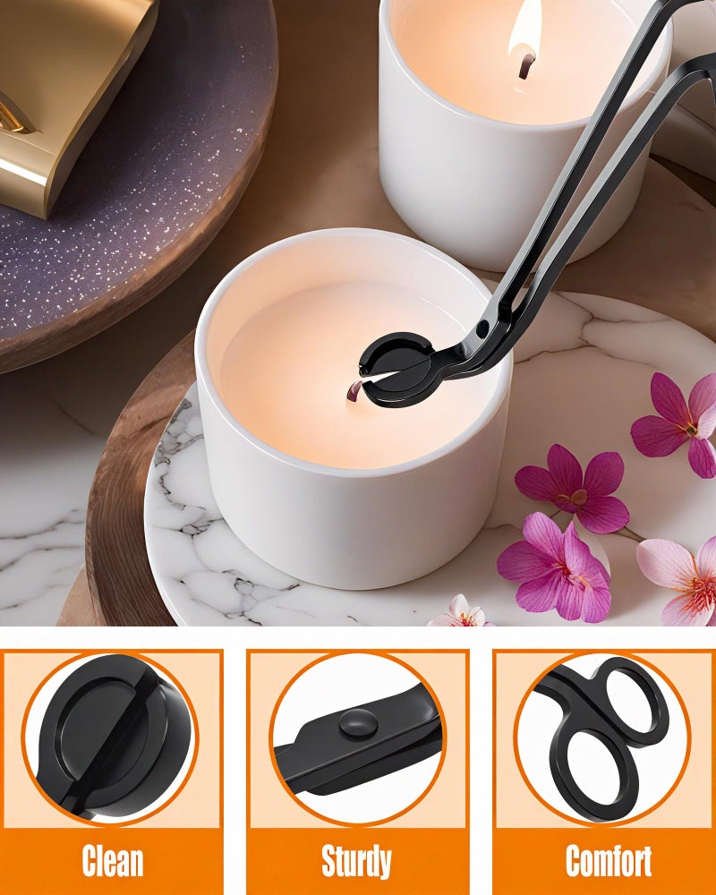 YOUTUOY 4 in1 Candle Accessory Set with Storage Tray Plate, Candle Wick Trimmer, Candle Wick Snuffer, Candle Wick Dipper, Great for Scented Candles Lovers (Matte Black) - Image 3