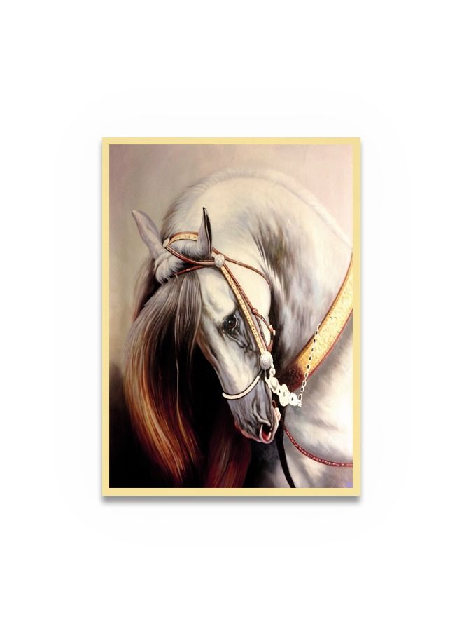 Marktna Canvas Wall Art For Wall Decoration Horse Design With A Hollow Golden Frame Size 120x80cm One Piece - Image 2