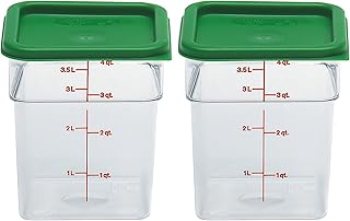 Cambro 4 Qt Food Storage Containers with Green Lid Ã¢â‚¬â€œ Set of 2 in Clear for Industrial and Kitchen Use, Pantry - Image 1