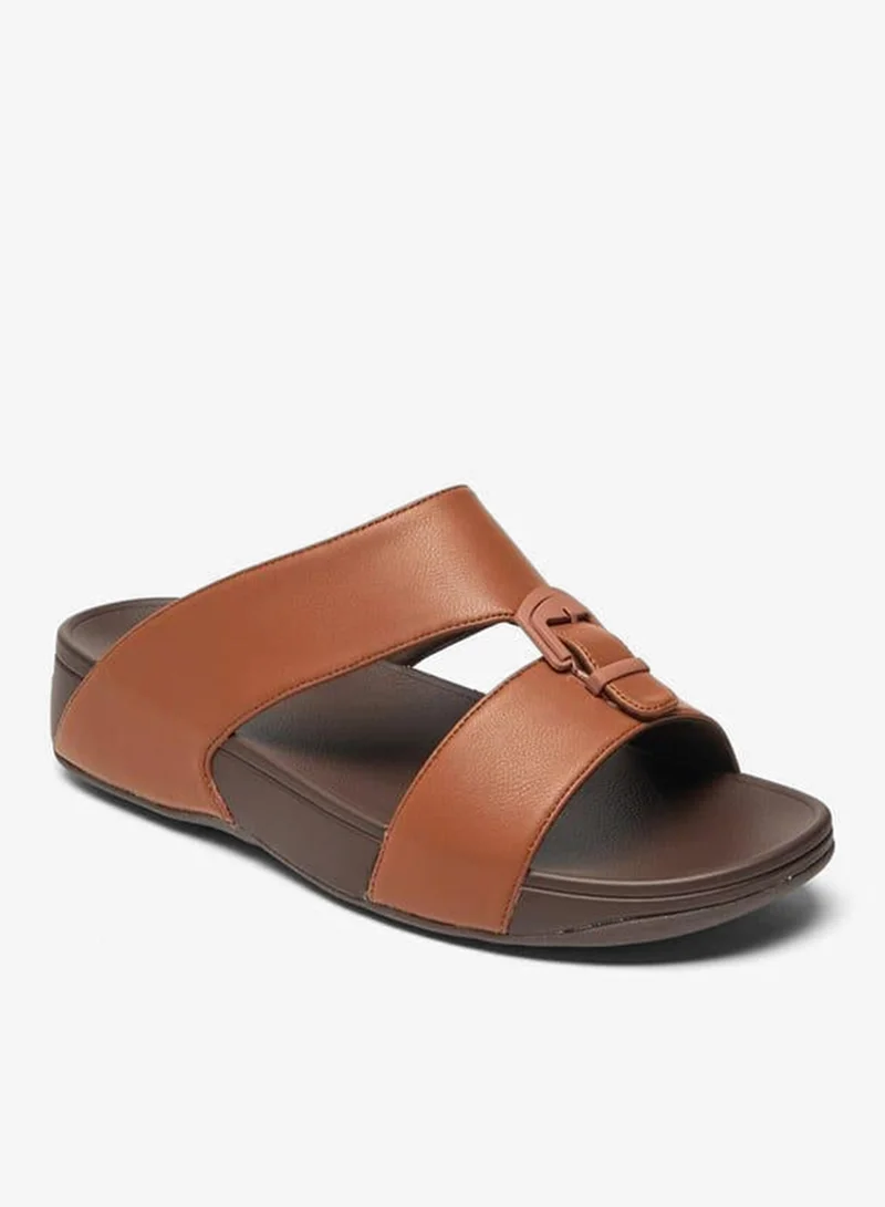Le Confort Solid Slip-On Sandals with Buckle Accent
