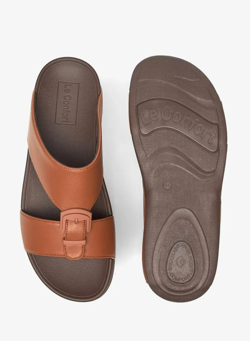 Le Confort Solid Slip-On Sandals with Buckle Accent