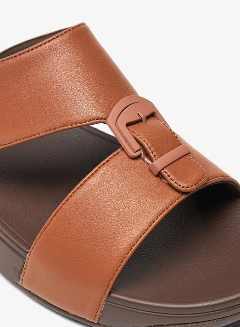 Le Confort Solid Slip-On Sandals with Buckle Accent