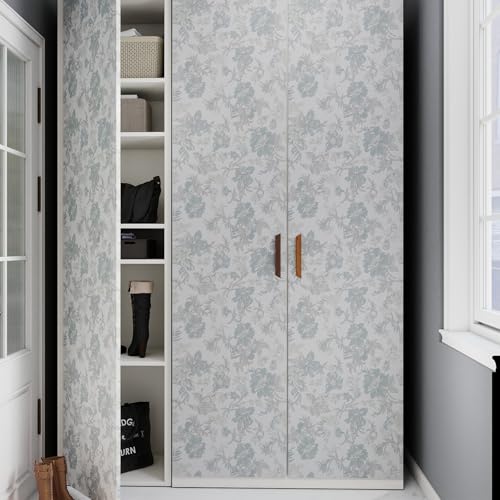GloryTik Floral Peel and Stick Wallpaper, Removable Blue Floral Contact Paper, Self Adhesive Renter Friendly Wallpaper for Bedroom Living Room Bathroom (17.3" x 78.7") - Image 4