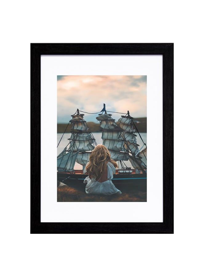 EVQUIT A5 Photo Frame Gallery Picture frame with A6 mat ,Freestanding and Wall Mountable,Black - Image 1