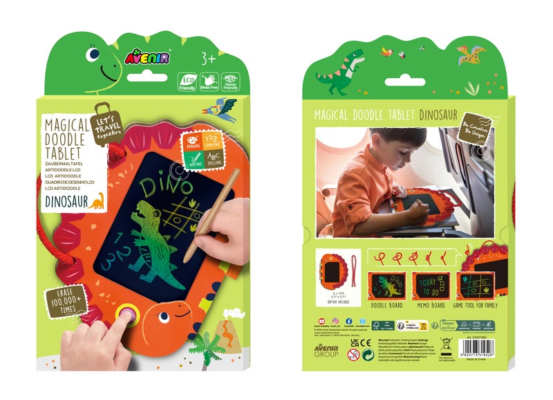 AVENIR LCD Artidoodle Board Dinosaur – Kids Drawing Tablet with Stylus | Erasable Doodle Pad, Eye Protection Screen, Travel-Friendly Writing Board for Boys & Girls - Image 1