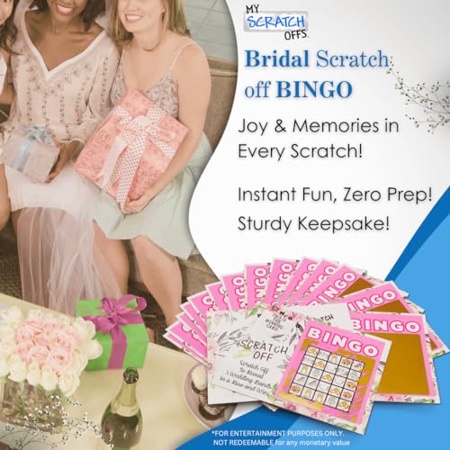 My Scratch Offs Bridal Shower Scratch Off Bingo Cards Pink Floral Fun and Easy Wedding Shower Games Engagement Party Activities and Bridal Party Favors 26Pack 2 Winning Cards - Image 5