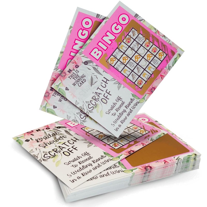 My Scratch Offs Bridal Shower Scratch Off Bingo Cards Pink Floral Fun and Easy Wedding Shower Games Engagement Party Activities and Bridal Party Favors 26Pack 2 Winning Cards - Image 4