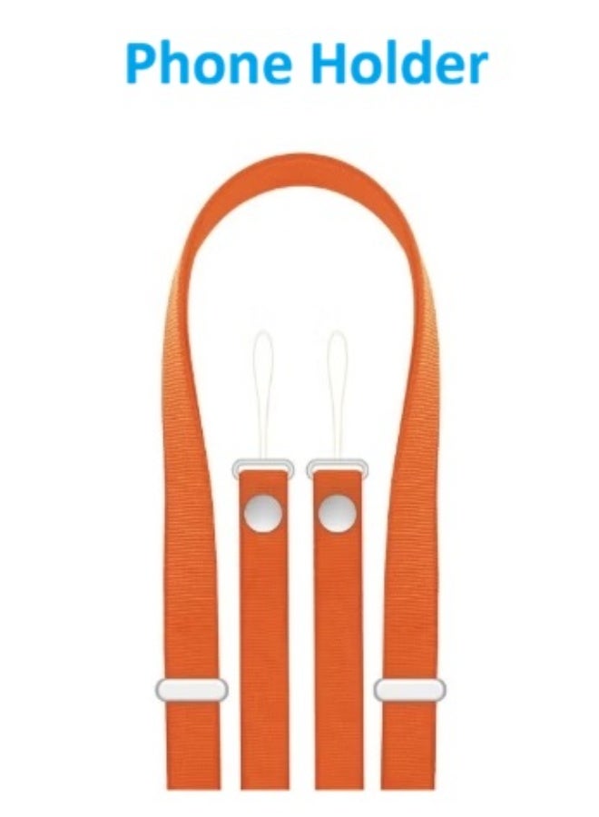 2-in-1 Neck and Wrist Phone Holder, Multifunctional Adjustable and Durable Lanyard, Compatible with All Types of Smartphones orange - Image 1