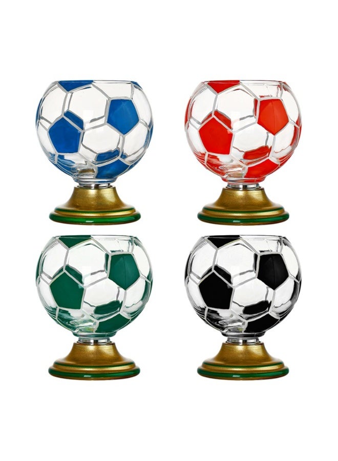 World Cup Soccer Ball Whiskey Glasses Set with 4 Ice Balls, Hand-Painted Rotating Design - Image 1