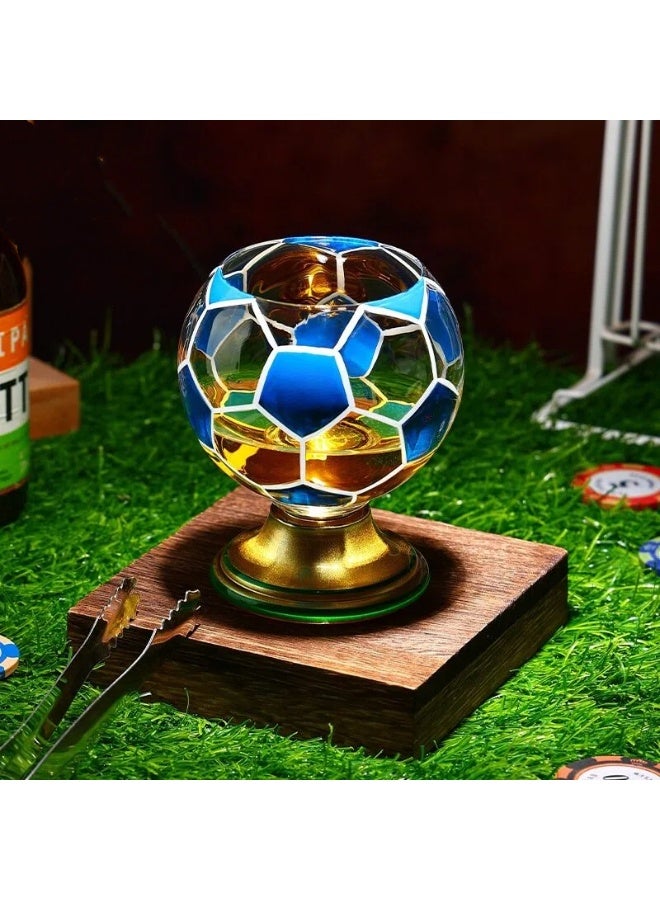 World Cup Soccer Ball Whiskey Glasses Set with 4 Ice Balls, Hand-Painted Rotating Design - Image 3