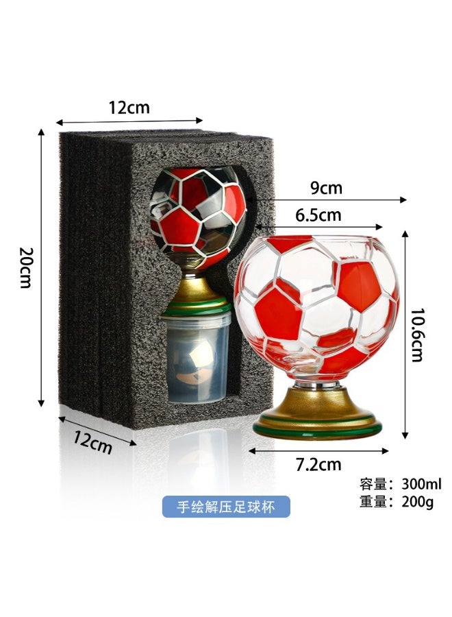 World Cup Soccer Ball Whiskey Glasses Set with 4 Ice Balls, Hand-Painted Rotating Design - Image 5