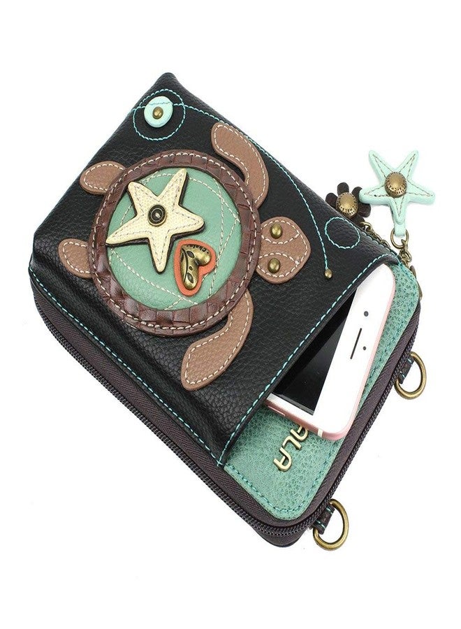 Chala Sea Turtle Wallet Crossbody Handbag - Convertable Strap, 5.25"W x 7.5"H x 1.5"D - Image 3