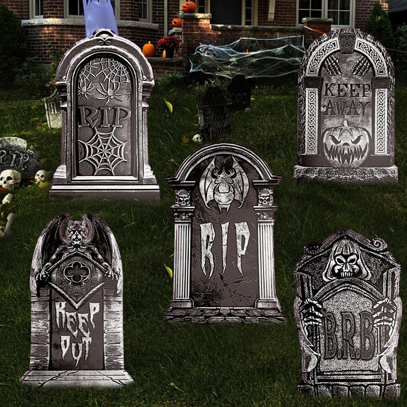Mueisytp 2362inch Halloween Tombstones Large DIY Graveyard Decorations 5PCS Huge Yard Signs for Lawn Headstones Cemetery Decor Outside Outdoor
