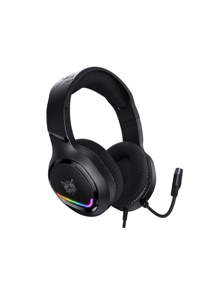 أونيكوما سماعة رأس سلكية X31 مع إضاءة RGB ملونة وصوت محيطي مع ميكروفون وإلغاء الضوضاء لألعاب الكمبيوتر - Image 2